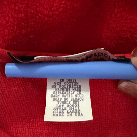 Vintage 1980s Stan Herman Cozy Red Terry Cloth Robe - NWT!!! - Picture 8 of 8